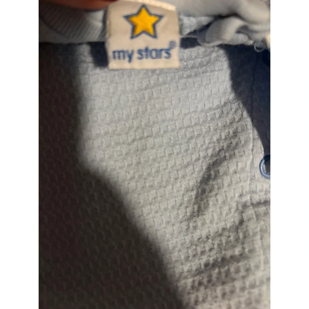My Stars Baby Blue Quilted Footie Pajamas Sleepers Teddy Bear‎ Stars 6 Months